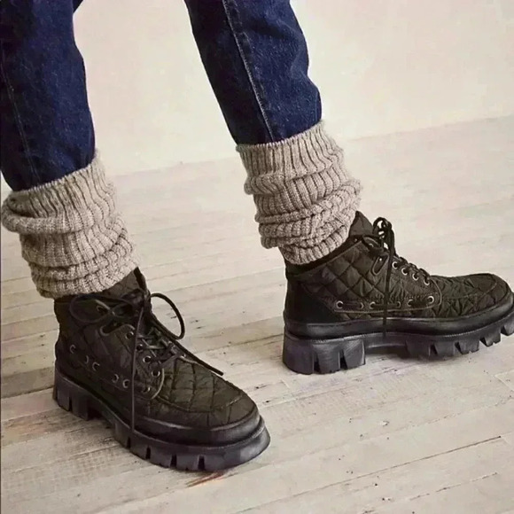 Free People Shoes - Free People Womens Quilted Dawn Hiker Boots Spruce Lace Up Shoes 8.5 New